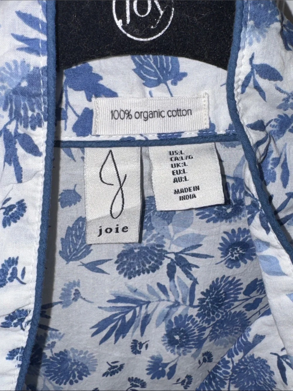 Joie womans White and Blue Floral Pajama Set Size L
